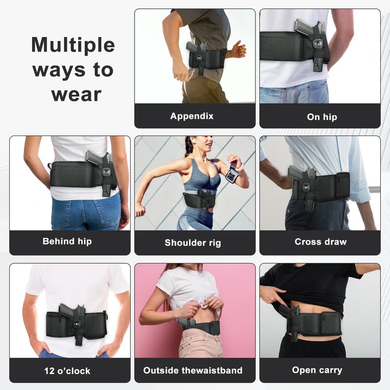 Belly Band Holster for Concealed Carry - Comfortable Gun Holsters for Men Women 380 9MM Concealed Carry - Fits Fits Glock 19 17 42 43, Smith Wesson, Taurus, Ruger (Left)