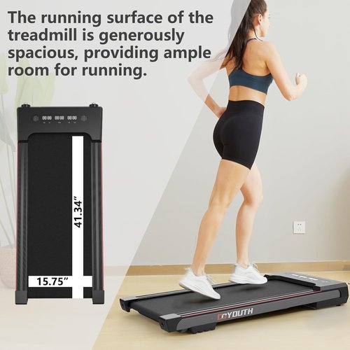 GOYOUTH 2 in 1 Under Desk Electric Treadmill - Motorized Walking & Jogging Machine with Remote Control & LED Display for Home/Office Use