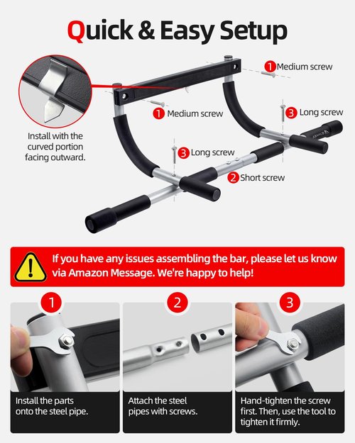 Abahub Home Pull Up Bar - Doorway Mount for Apartments | 265lb Heavy-Duty Strength Trainer | Multi-Grip Space Saver