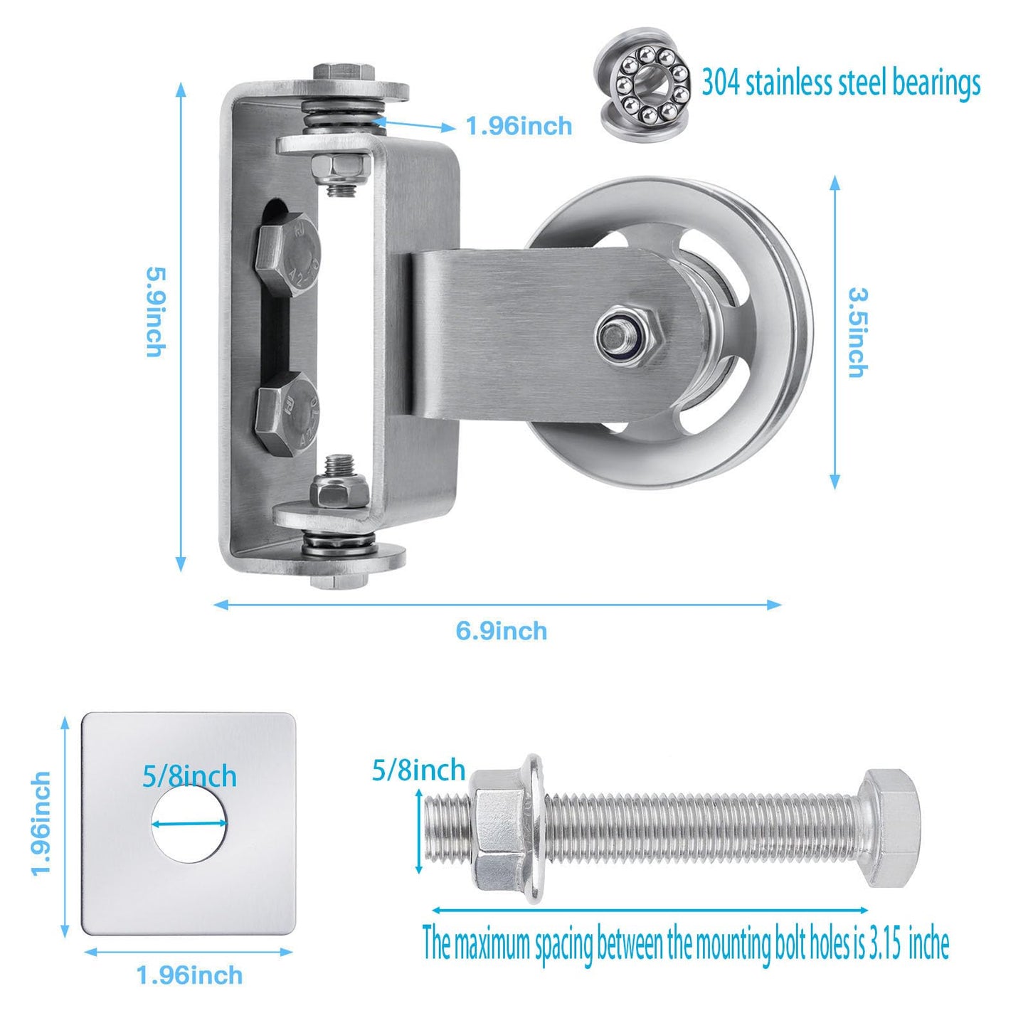Cable Pulley System for Squat Rack,Gym Pulley Blocks,Upgrade Rotation 180 Degree Rack Mounted Swivel Pulley,Heavy Duty Swivel Pulley for LAT Pulley System,Applicable to:2*2 and 3*3 Inch Power Racks
