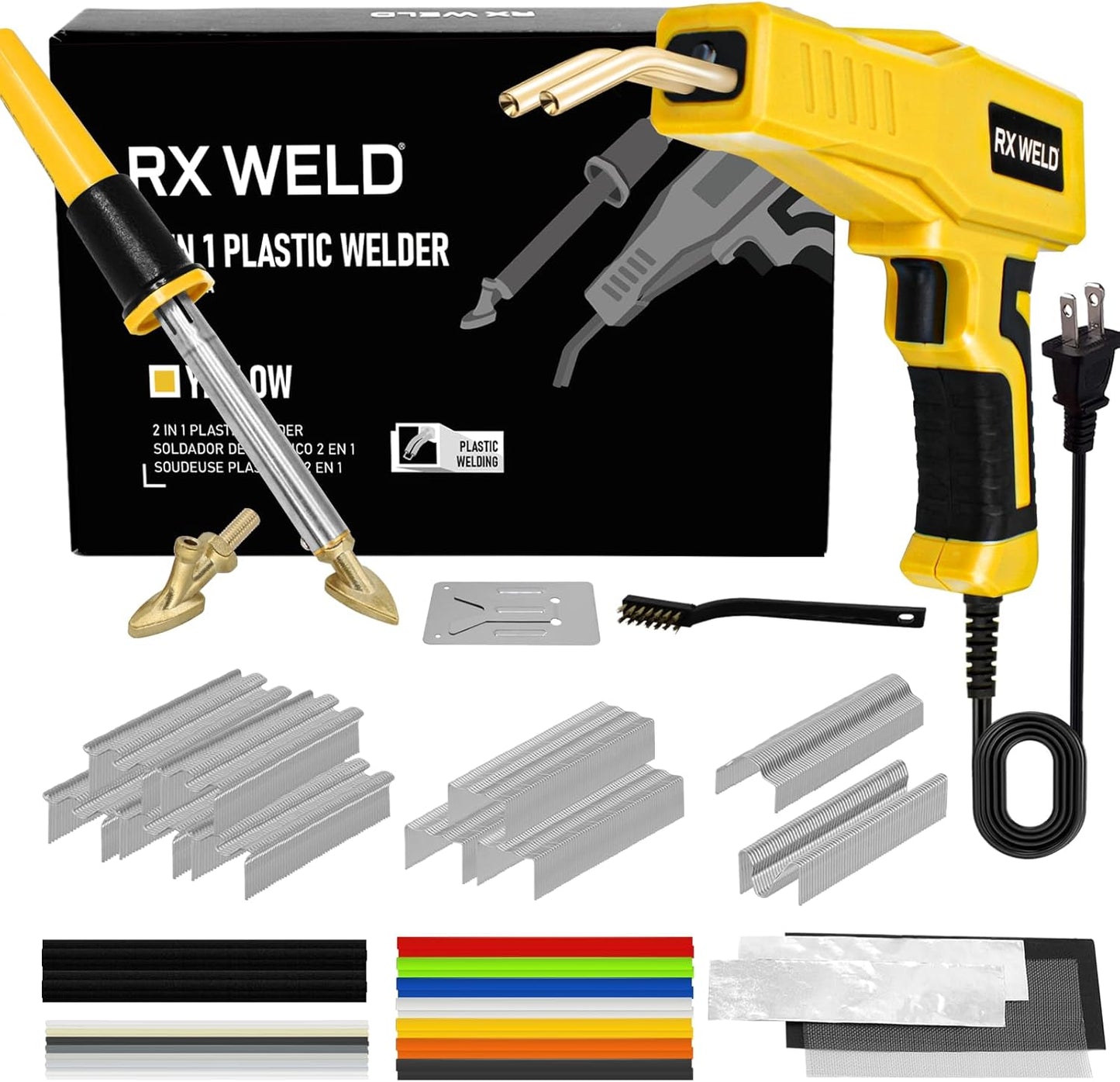 RX WELD 2-in-1 Plastic Welder Kit - 1000PCS Hot Stapler for Car Bumper & Toy Repairs