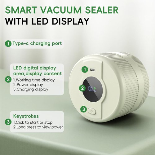 Mason Jar Vacuum Sealer Kit - Electric Sealer for Wide & Regular Mouth Lids | Automatic Food Storage - Ivory