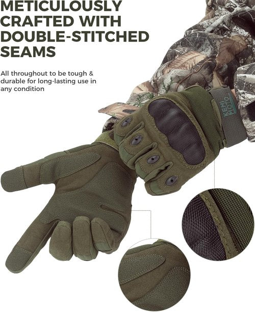 KEMIMOTO Tactical Gloves - Touchscreen Motorcycle Gloves with Hard Shell & Palm Padding | Ideal for Sports, Cycling, and Outdoor Activities