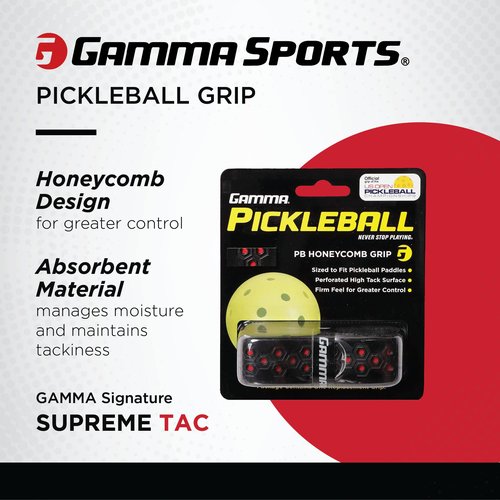 Gamma Honeycomb Cushion Grip for Pickleball Paddles, Moisture-Wicking Pickleball Replacement Grip, Premium Pickleball Equipment for Practice and Games