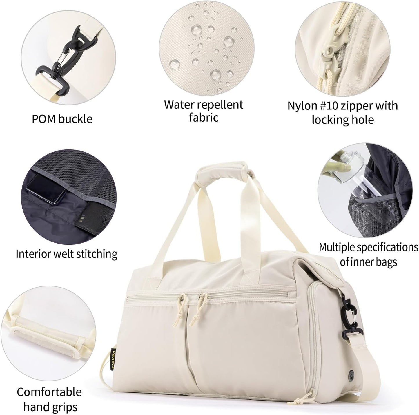 Skiennix Weekender Duffel Bag - Shoe Compartment & Wet Pocket | Versatile Travel & Gym Bag for Men & Women