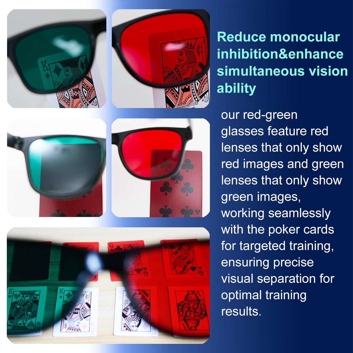 Red Green Vision Training Glasses with Red & Green Playing Cards – Binocular Coordination & Visual Balance Training Set for Lazy Eye (Amblyopia) & Eye Coordination Exercises & Daily Vision Practice
