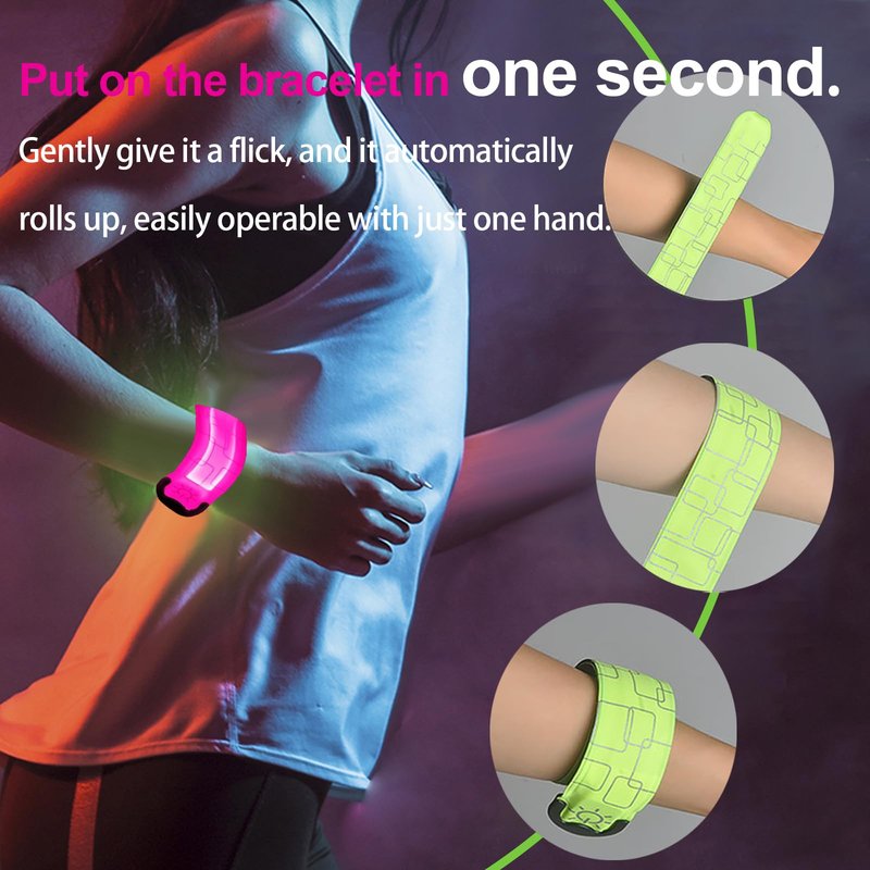 Rivsli LED Armbands for Running,2 Pack,USB Rechargeable Safety Lights for Runners,High Visibility Light Up Bands Reflective Led Bracelets for Night Walking Jogging Cycling Running Gear