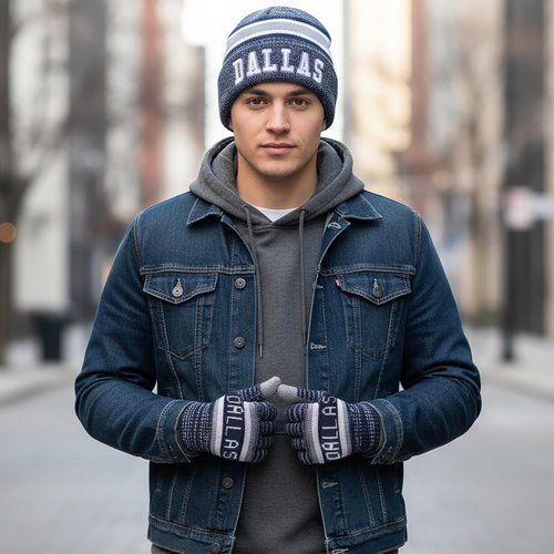 Vintage Classic Skull Cap 3D Embroidery Beanie Cuffed Winter Hat Knit Comes with Warm Gloves Fasion Gifts for Men Women Fans