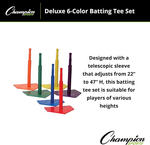 Champion Sports Deluxe Batting Tee - Adjustable Rubber Baseball & Softball Tee for Home Use, Multiple Styles Available