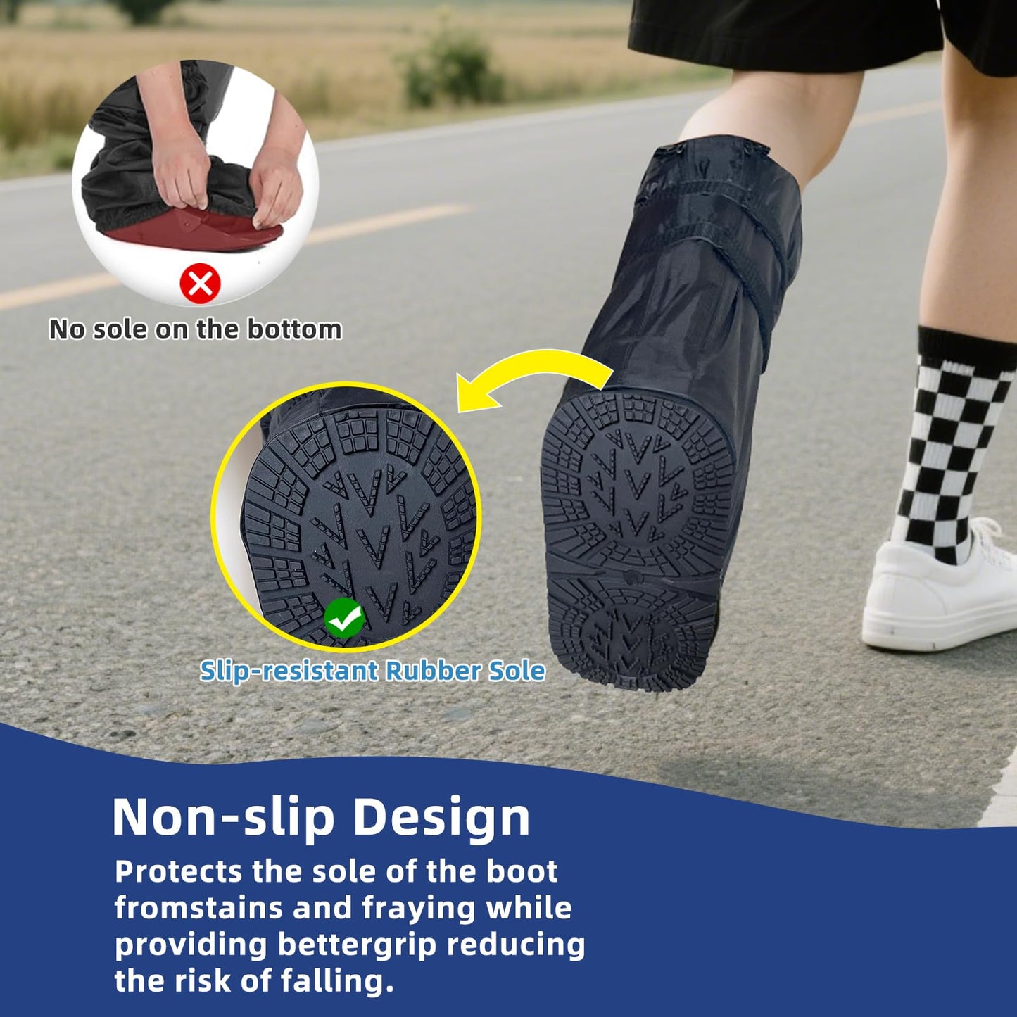 FONOFOX Waterproof Boot Cover for Medical and Orthopedic Boots, Heavy-Duty Non-Slip Sole, Reusable Shoe Protector for Rain, Snow, Beach, Garden, Indoor & Outdoor Use(Medium)