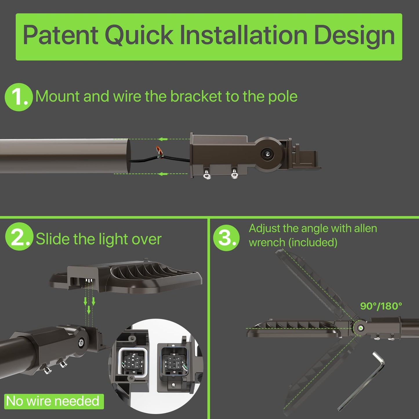 Glitgate 150W Led Parking Lot Light 22500LM 5000K Slip Fitter Mount Street Area Lighting with Dusk to Dawn Photocell 100-277V IP65 Waterproof LED Shoebox Lights for Yard, Roadway ETL Listed