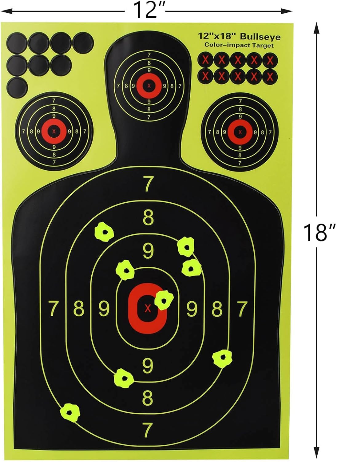 Silhouette Splatter Targets - 12x18 Inch for BB Guns & Airguns | Bright Burst Visibility - 10 Pack