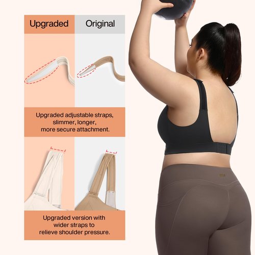 VFUS High Impact Sports Bras for Women Adjustable Zip Front Plus Size Workout Bra Full Coverage Removable Padded Running (XX-Large Plus, Black)