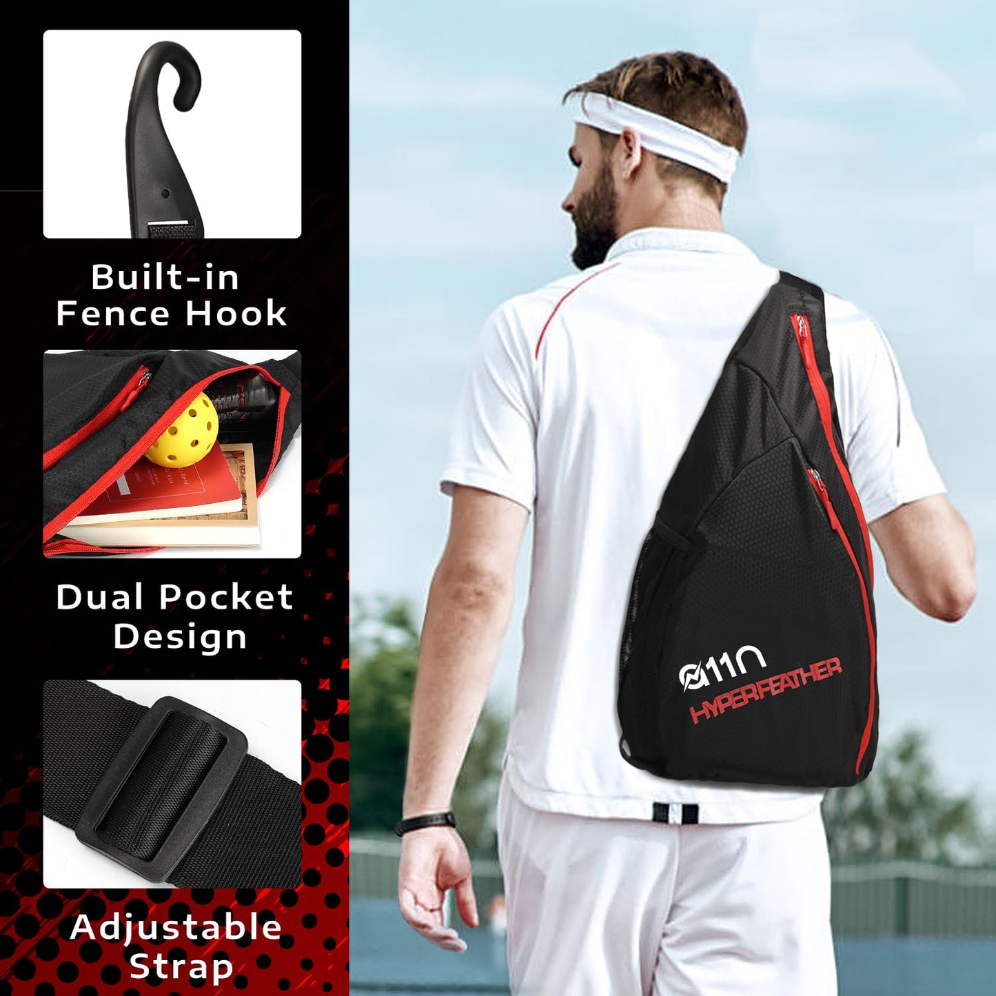 A11N Pickleball Paddles Set of 2 - USAPA Approved | 8OZ, Graphite Face & Polymer Core, Cushion Grip | 4 Balls, 1 Sling Bag, Red