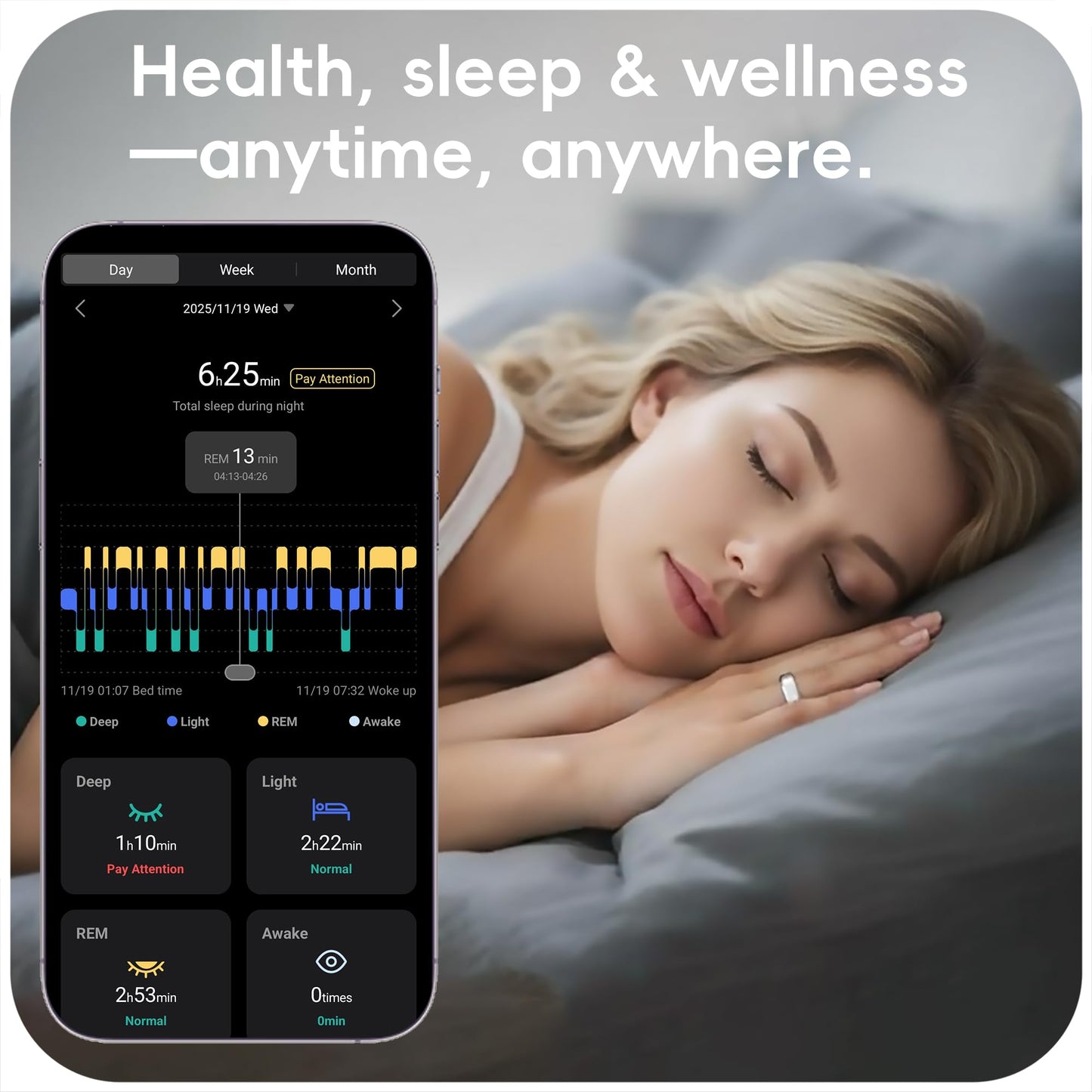 BlissfulTails Gen 2 Pro Smart Ring for Men Women: Health, Fitness & Sleep Monitor, SOS, Touch Control, Heart Rate, Vibration, Waterproof, iOS Android, Gift (Silver, Size 9)