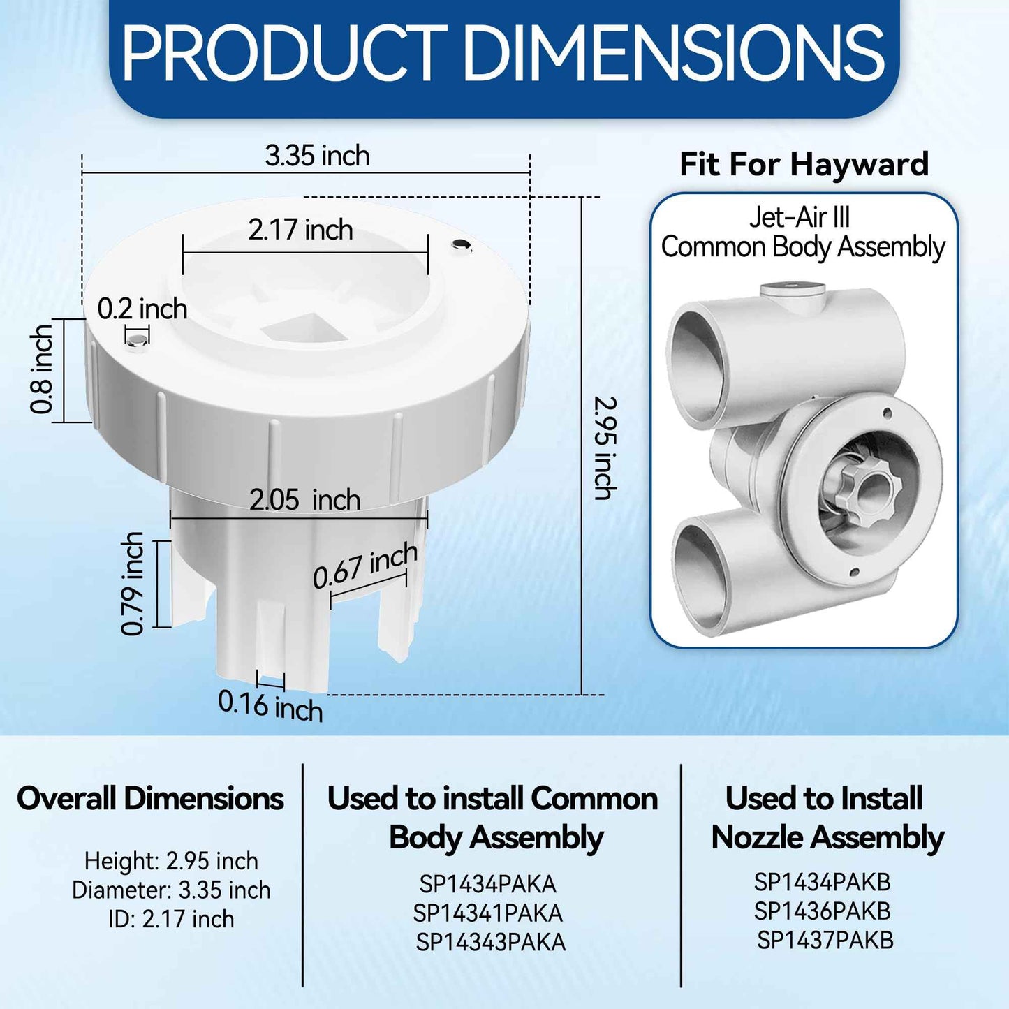 SUFULUNO Pool Hot tub Jet Wrench SP1434T Compatible with Hay-Ward Jet-Air III SP1434 - Pool Jet Removal Tool for Pool Spa Jet Nozzle