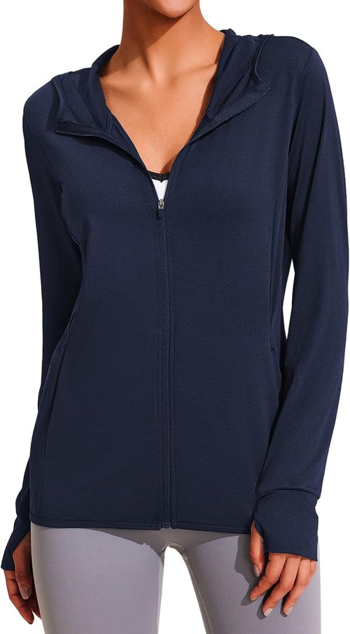 COOrun Women's Sun Protection Hoodie - UPF 50+ Full Zip Long Sleeve Jacket for Outdoor Activities
