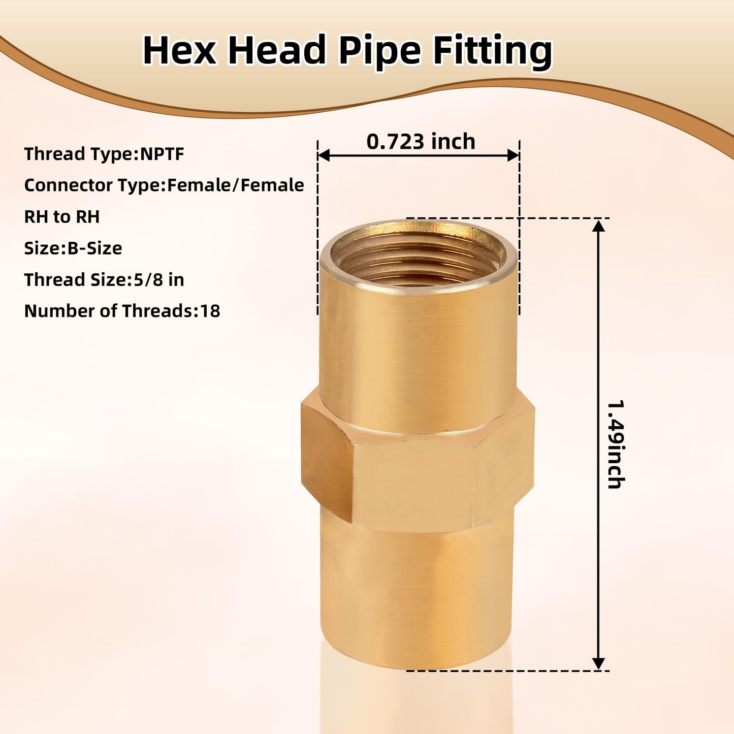 2 Pack Brass Inert Arc Hose Coupler Pipe Connector for Welding & Industrial-Grade Sealing,Thread Size 5/8 in, RH Female to RH Female, B Size, AW-430 for W estern Enterprises Adapter Fittings