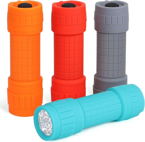 FASTPRO 9-LED Mini Flashlight Set - 4-Pack with AAA Batteries Included | Ideal for Camping & Events
