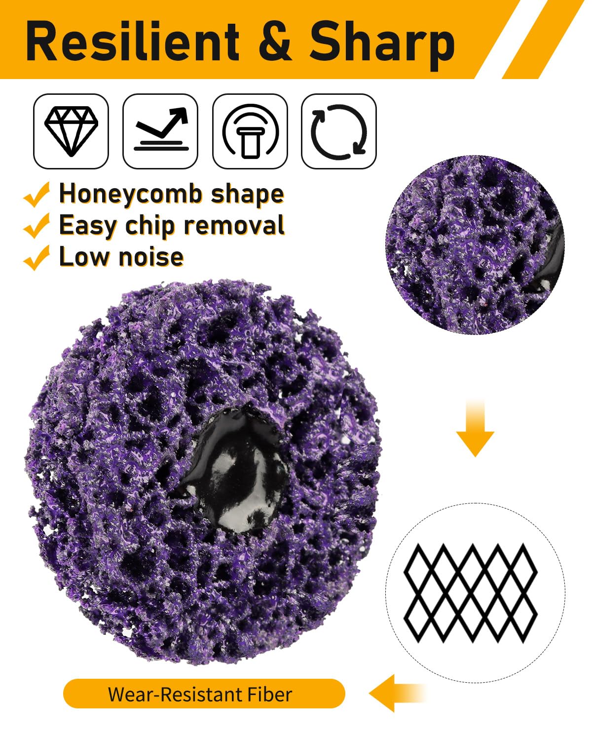 ZORUNNA Paint Stripper Discs, 2" Effective Paint Remover for Metal, 5 PCS Quick Change Paint Eater with 1/4" Hex Shank, for Grinding Wood, Metal, Plastic and Fiberglass.