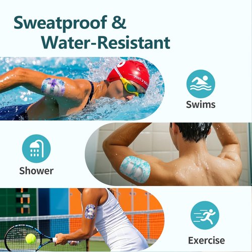 Adhesive Patches for Omnipod 5 Waterproof,Overpatches for Omnipod 5 Pre-Cut Backing with Strap Bloomingday