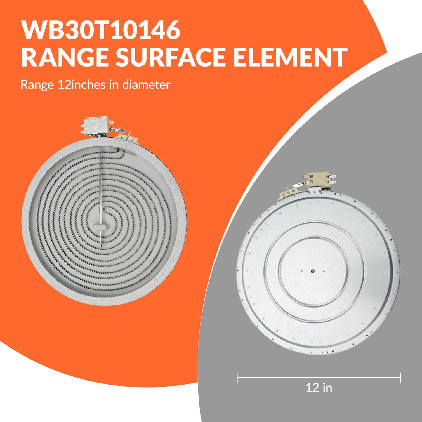 316291200 WB30T10146 12" Haliant Radiant Surface Element by puxyblue for G-E Electric Range Replaces WB30T10134 1556233 AP4484423 PS2370249 EAP2370249-2 Years Warranty
