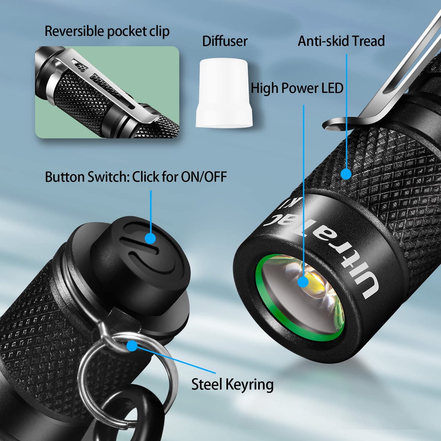 UltraTac K1 180LM AAA Battery Waterproof LED Keychain Flashlight
