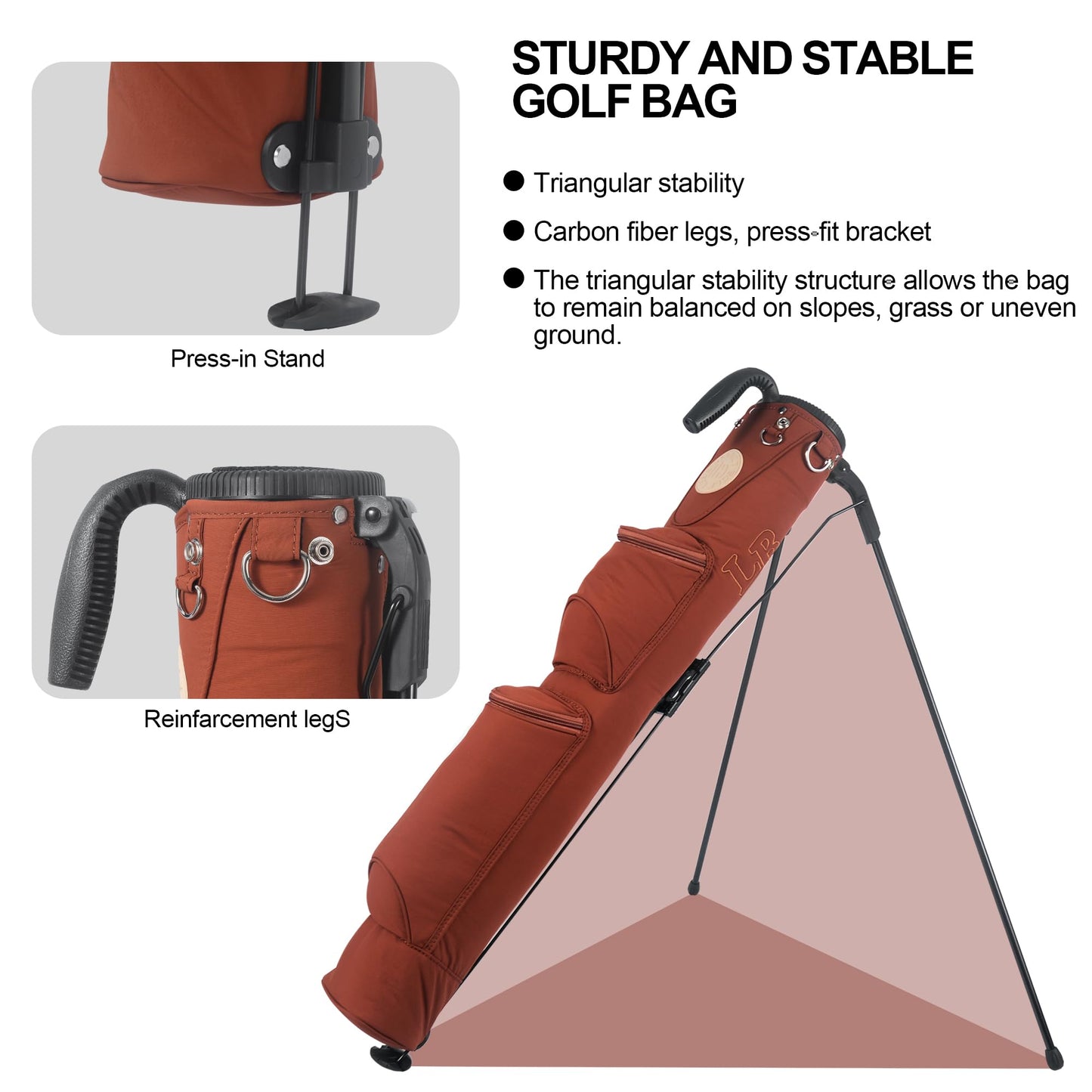 Lightweight Golf Stand Bag, Easy to Carry Small Golf Bag with 2-Way Full-Length Dividers and Pockets, for The Driving Range, Par 3 and Executive Courses