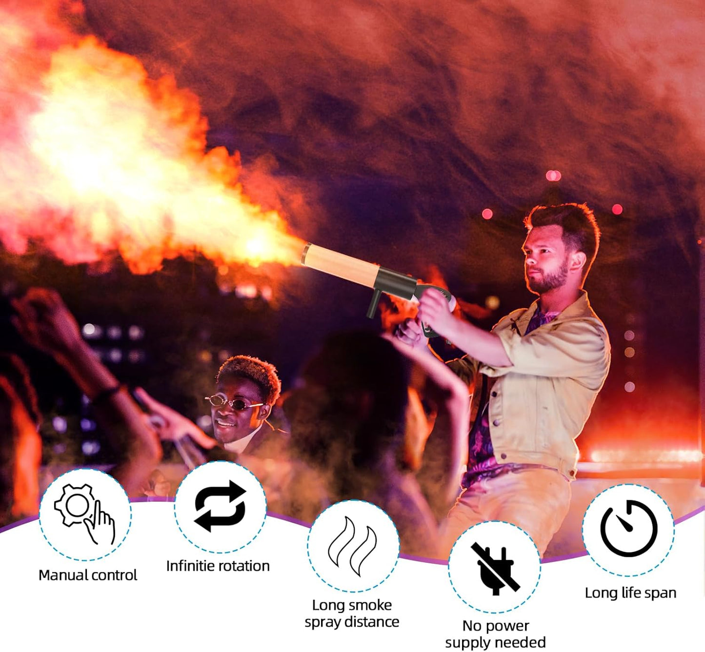 Skiennix Handheld CO2 Jet Blaster - RGB LED Smoke Machine for Events, Weddings & Parties | 1 Pack