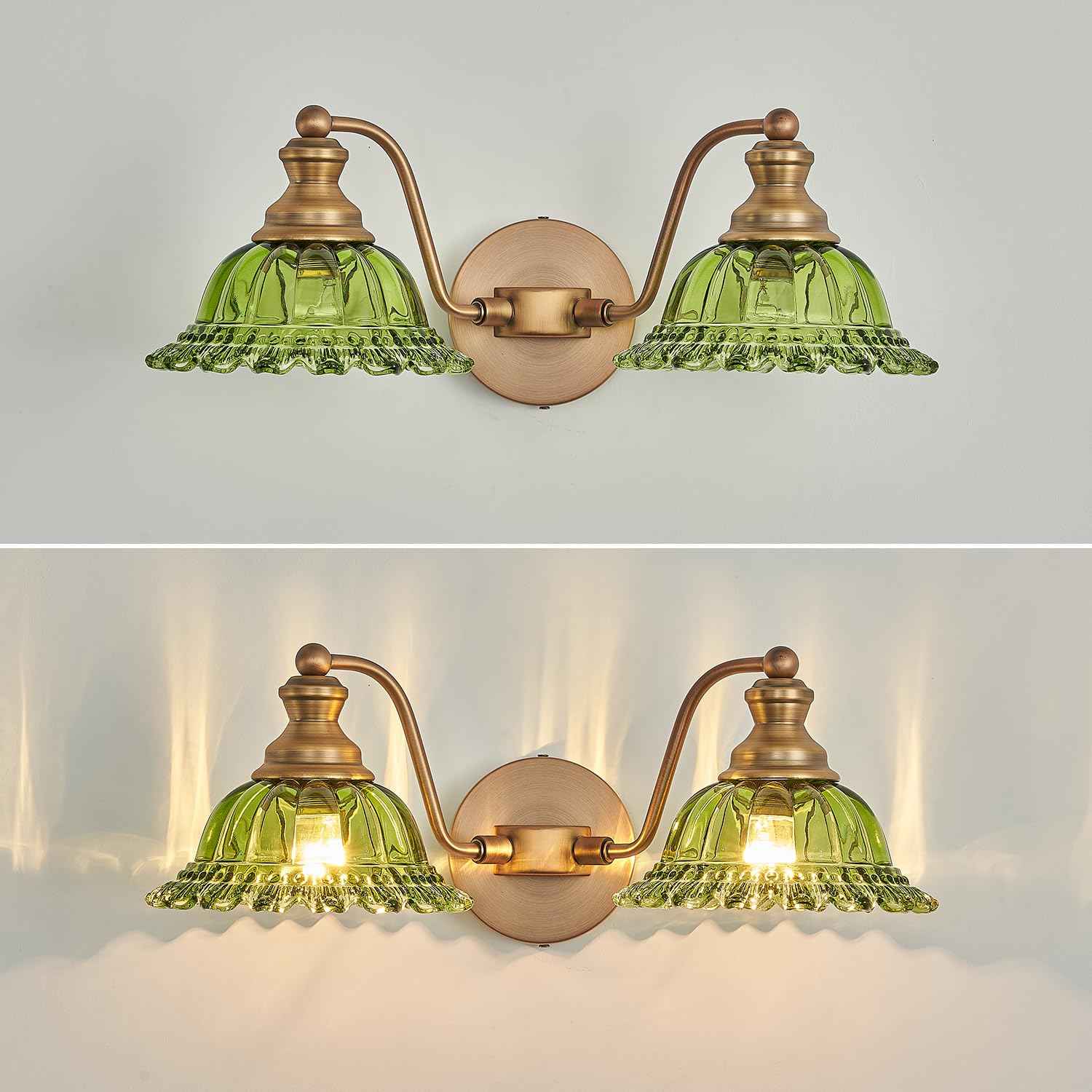 XIEDUN Green 2 Light Vanity Light Bathroom Light Vintage Bathroom Light Fixtures