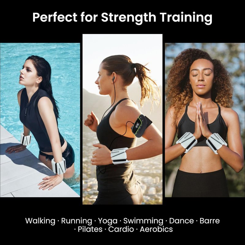 Movido Wrist and Ankle Weights | 1 lb each (2 per set) | Adjustable Workout Weights for Women and Men