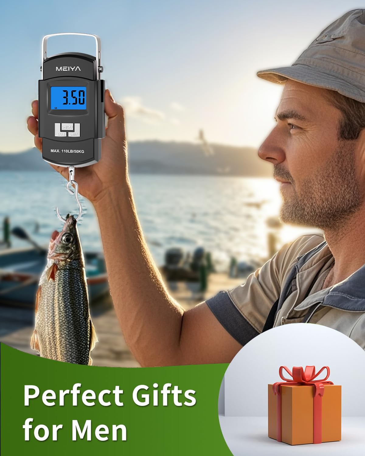 MEIYA Digital Fishing Scale - 110lb/50kg Capacity, Backlit LCD, Portable Handle & Stainless Steel Hook