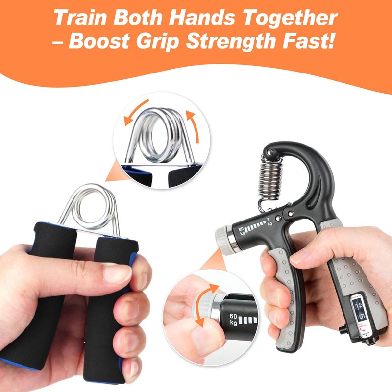 CYFIE Grip Strength Trainer Kit (6 Pack), Hand Grip Strengthener, with Adjustable, Forearm Strengthener, Finger Strengthener, Finger Exerciser, Stress Relief Ball & Grip Ring for Workout, Muscle Building and Recovery