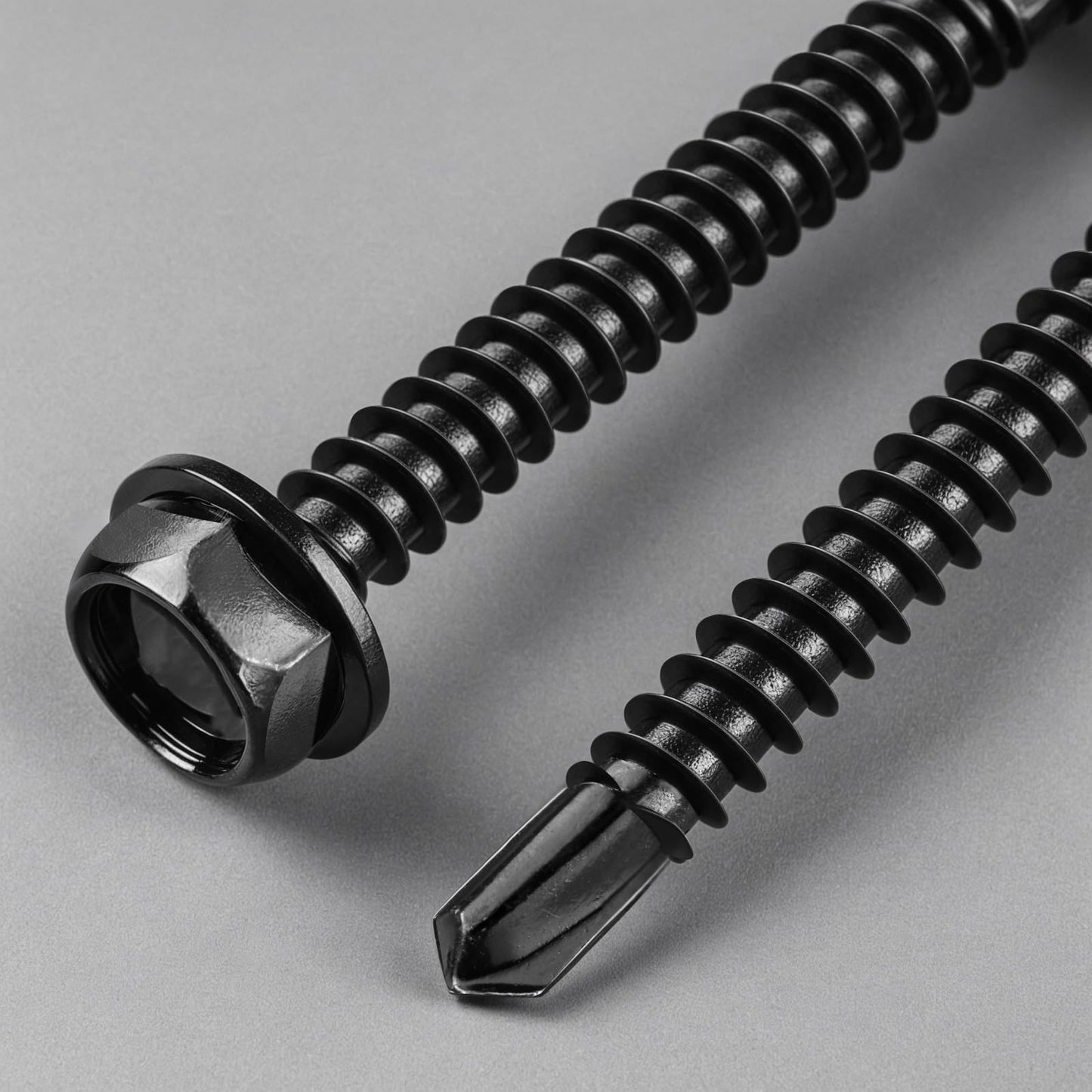 BNUOK #14 x 1 Inch Self Drilling Screws, (62pcs) 1 lbs Black Self Tapping Screws for Metal, 410 Stainless Steel Hex Washer Head Sheet Metal Screw