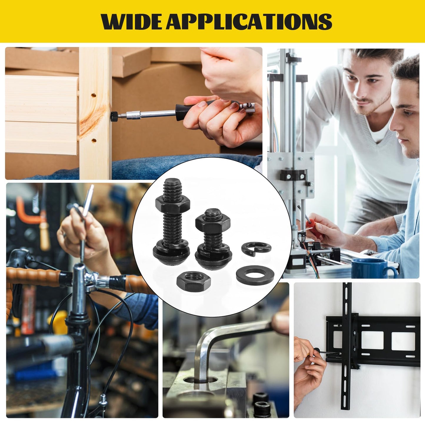 Fgruh 2200PCS M2 M3 M4 M5 Metric Screws Assortment Kit, Hex Socket Button Head Assorted kit, Machine Screw Set with Nuts & Washers,10.9 Alloy Steel Black Zinc Plated for 3D Printing