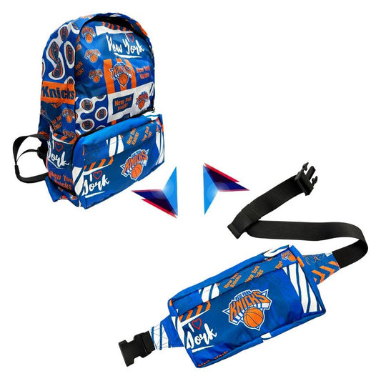 Pro Specialties Group New York Knicks Transformable 2-in-1 Mini Backpack: Convertible, Stylish, water-resistant travel belt bag.