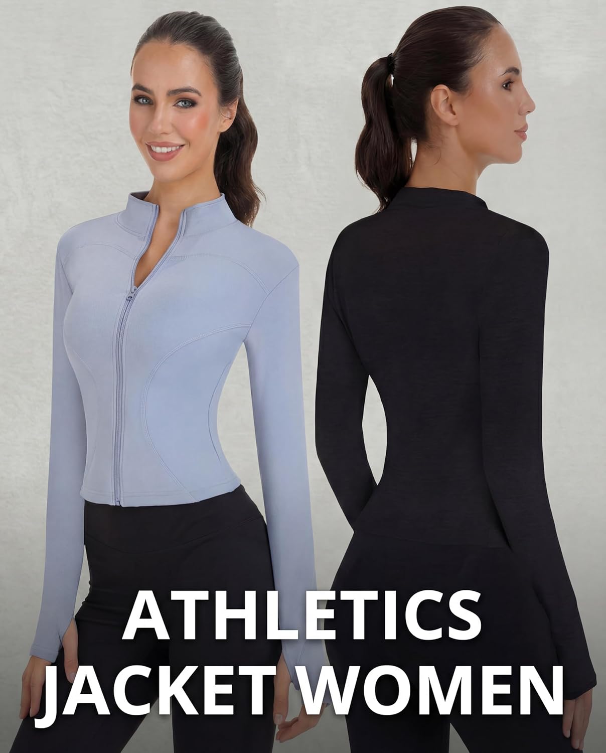 Shyyween Women's Workout Jacket - Slim Fit Cropped Zip-Up Athletic Tops | 3 Pack for Gym & Yoga