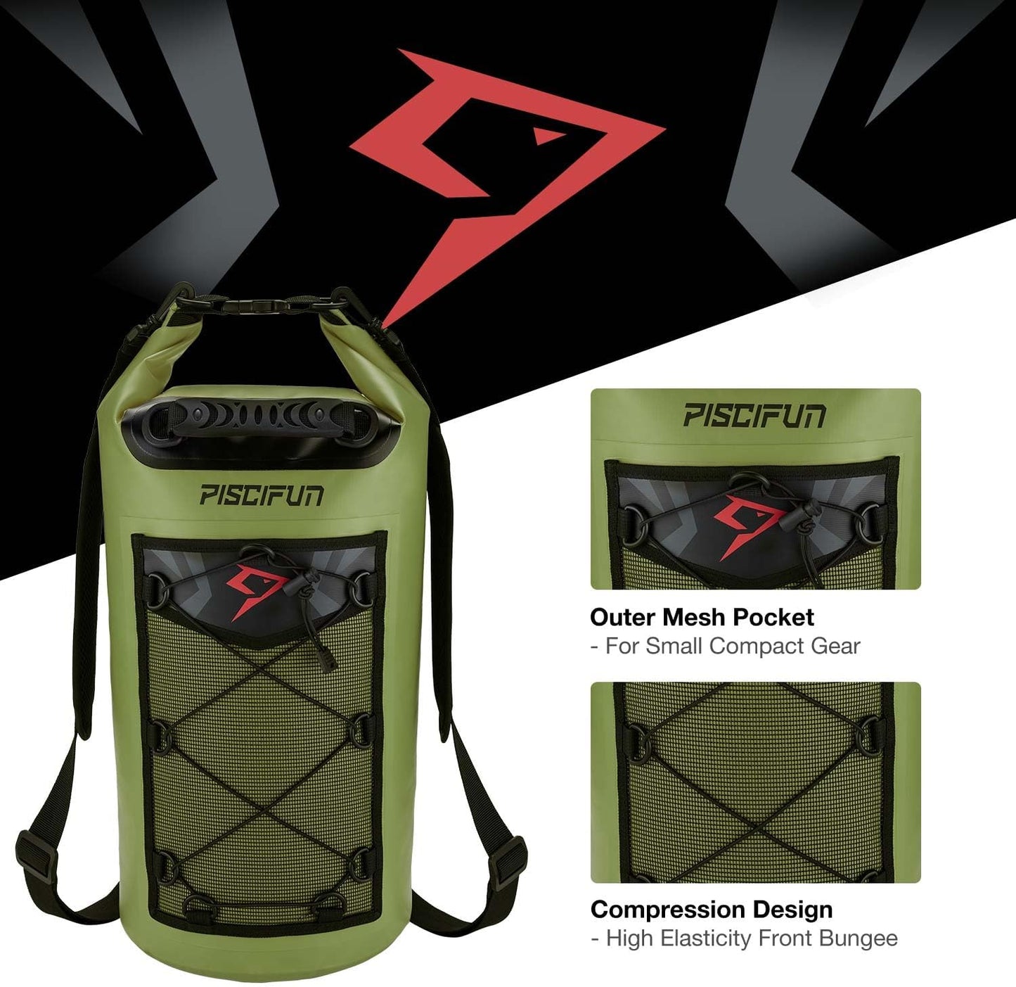 Piscifun Waterproof Dry Bag - Floating Backpack with Phone Case | 10L/20L/30L/40L for Boating, Kayaking, Fishing