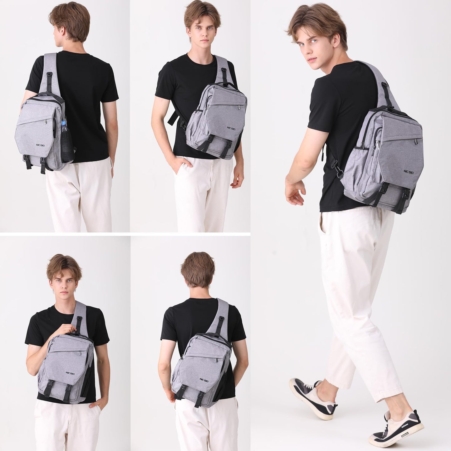 NICGID Sling Bag Backpack, 13.3'' Laptop Bag Crossbody Shoulder Chest Backpacks Travel Outdoors for Men Women
