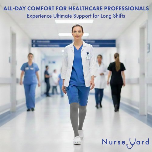 Nurse Yard Compression Socks for Nurses - Women & Men - 20-30mmHg Graduated Compression, Zero-Toe Compression, For Medical Staff, Nursing, Athletic Support Such As Running, Cycling, Hiking - 1 Pair