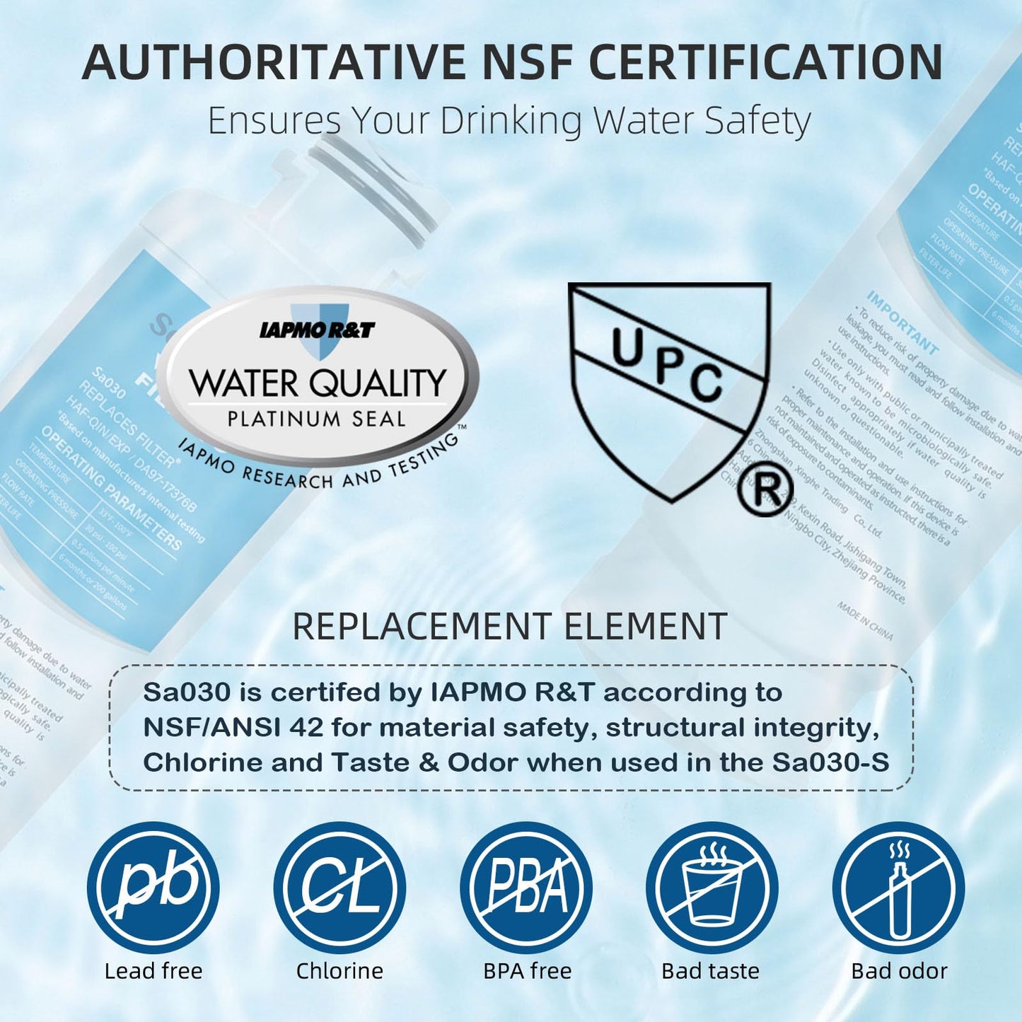 DA97-17376B Water Filter for Sam&sung Haf-qin/exp, Rf28t5001sr, Da97-08006c, Rs27t5200sr, Rf28r7351sg, Rf24r7201sr, Rf27t5201sr, 1Pack.