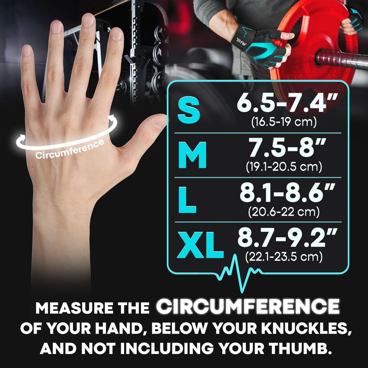 MhIL Workout Gloves for Men - Enhanced Grip Gym Gloves with Wrist Wraps for Optimal Performance and Safety