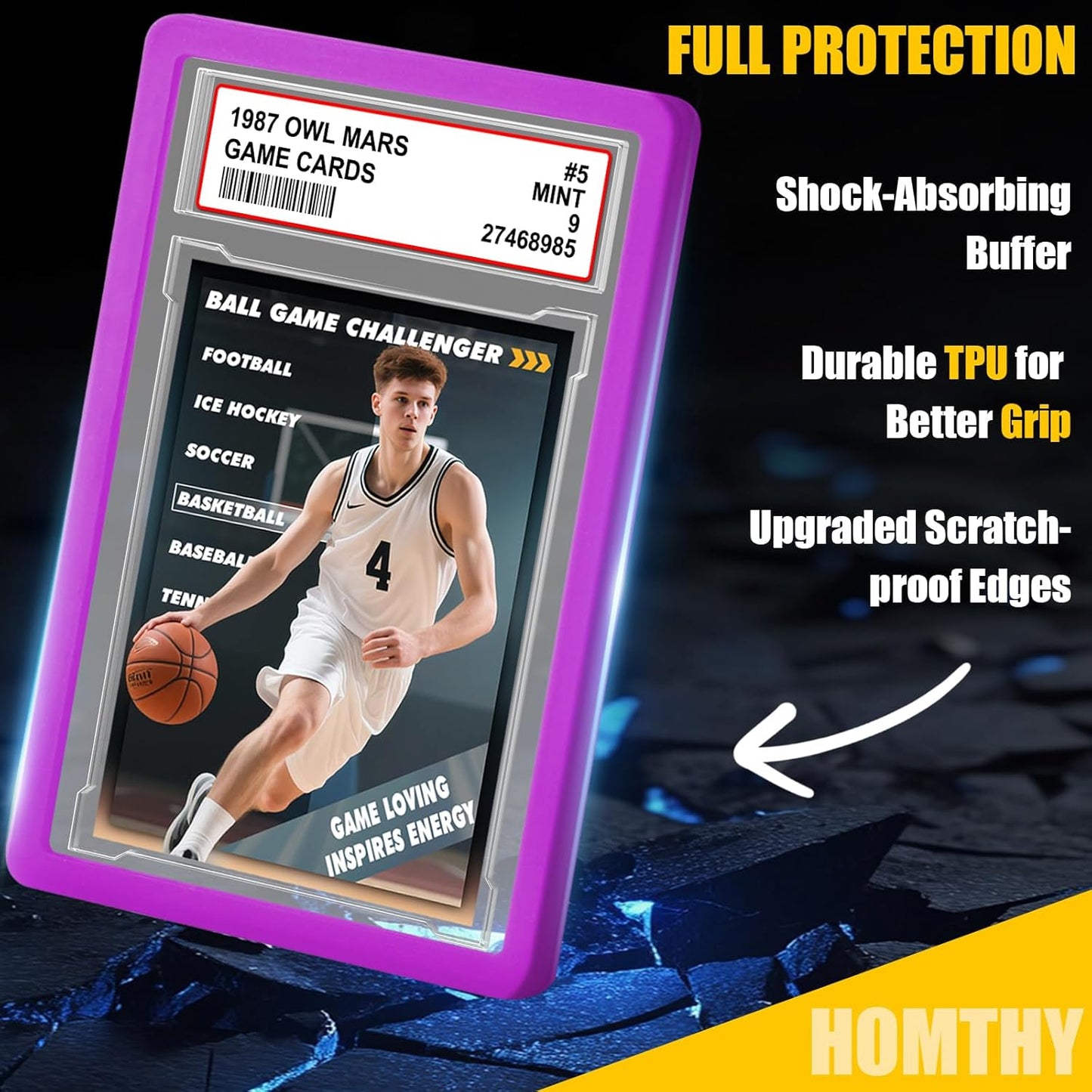 PSA Graded Card Slab Protector Set - Durable TPU Bumper Guard for Game & Sports Cards