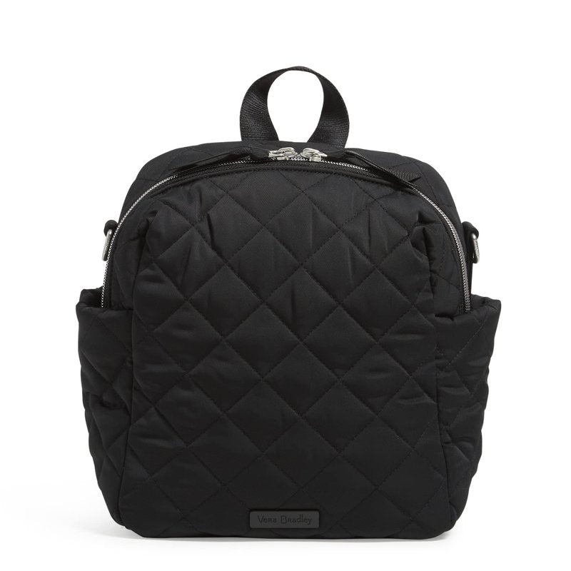 Vera Bradley Women's Performance Twill Convertible Small Backpack, Black, One Size