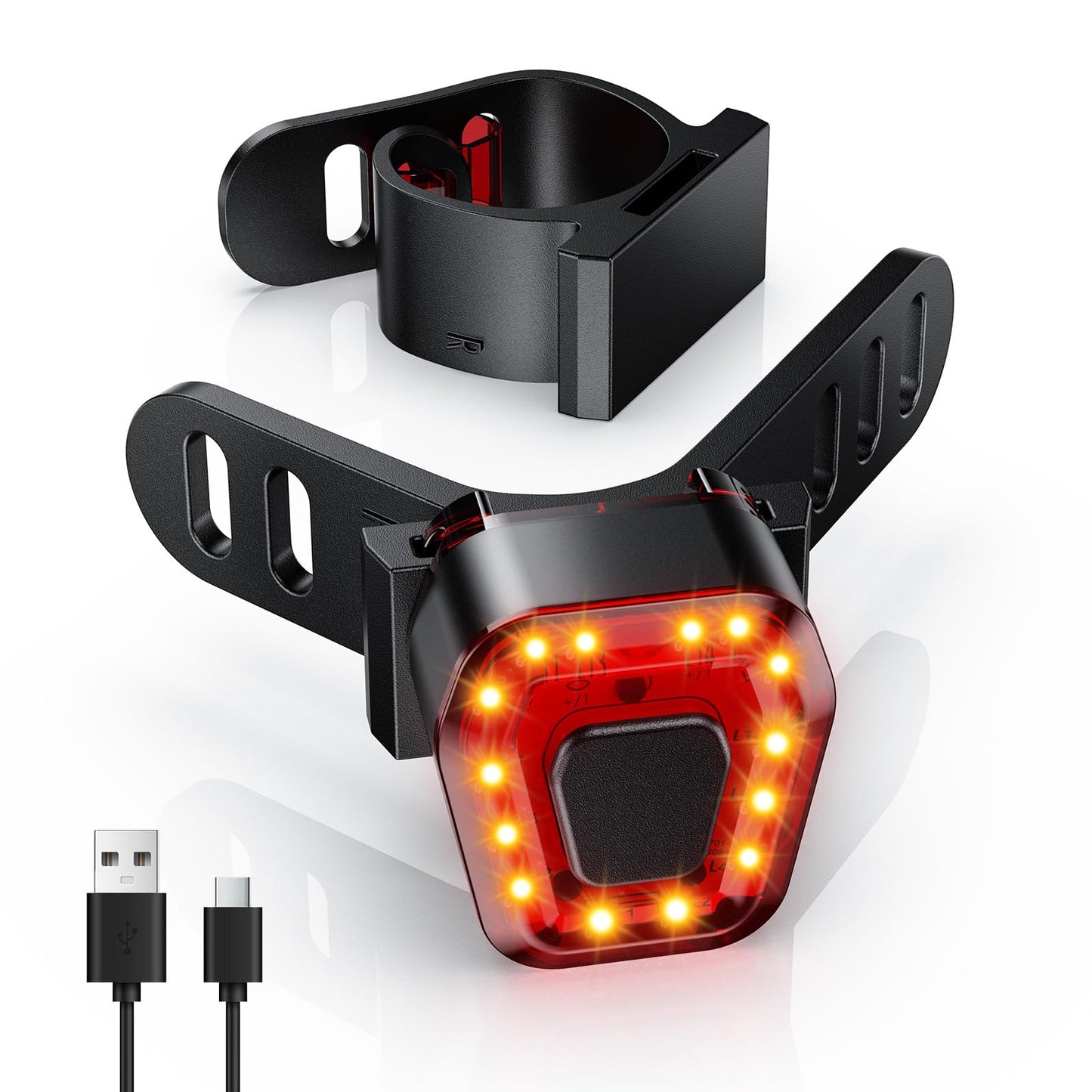 Prasky Bike Tail Light 5 Modes, Bike Lights for Night Riding, USB-C Rechargeable Bicycle Taillight, Red LED Safety Light