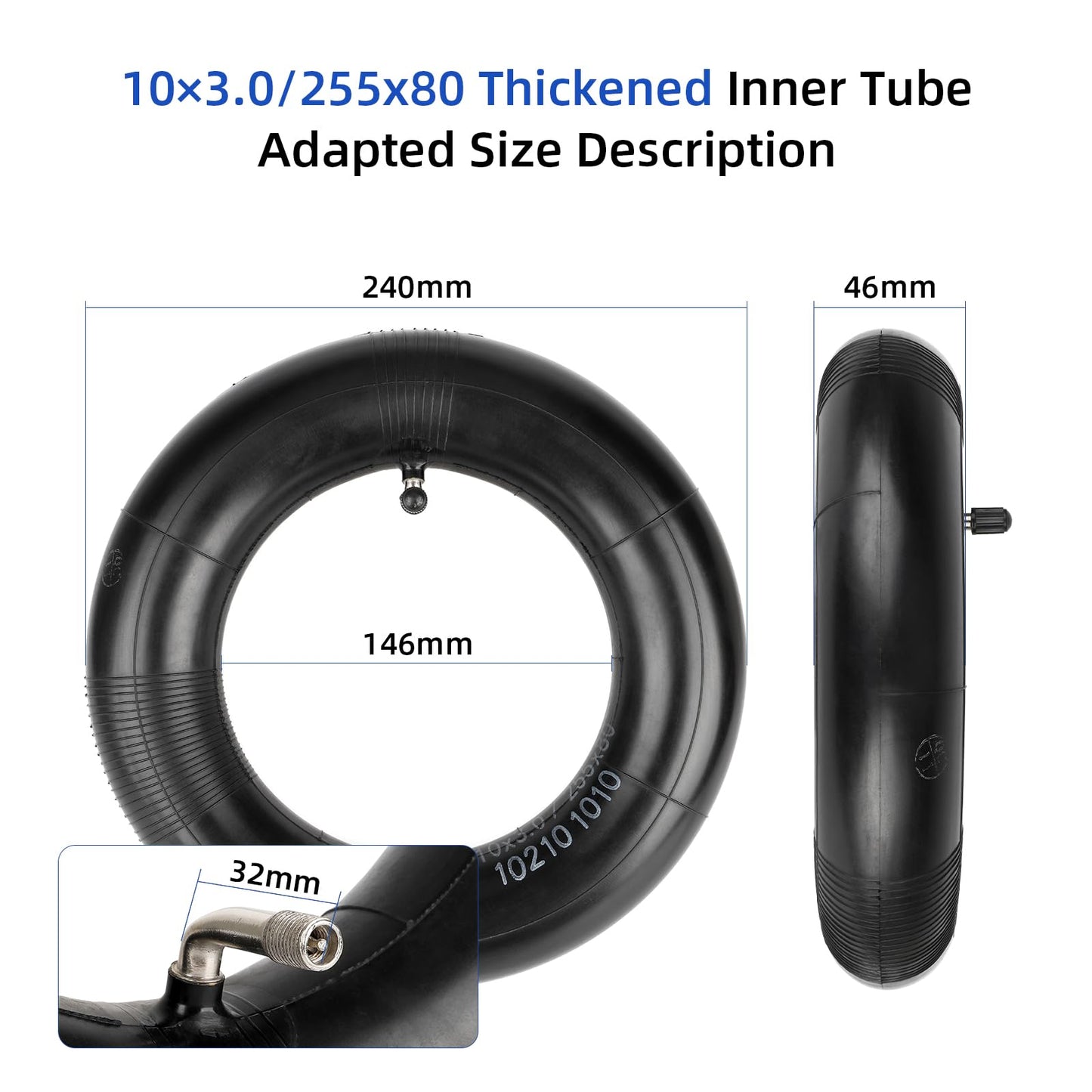 ulip 80/65-6 Scooter Inner Tube with 90 Degree for 255x80 /90/65-6.5/10 x 3 Tires Electric Scooter 10 inch Thickened Inner Tubes 2PCS