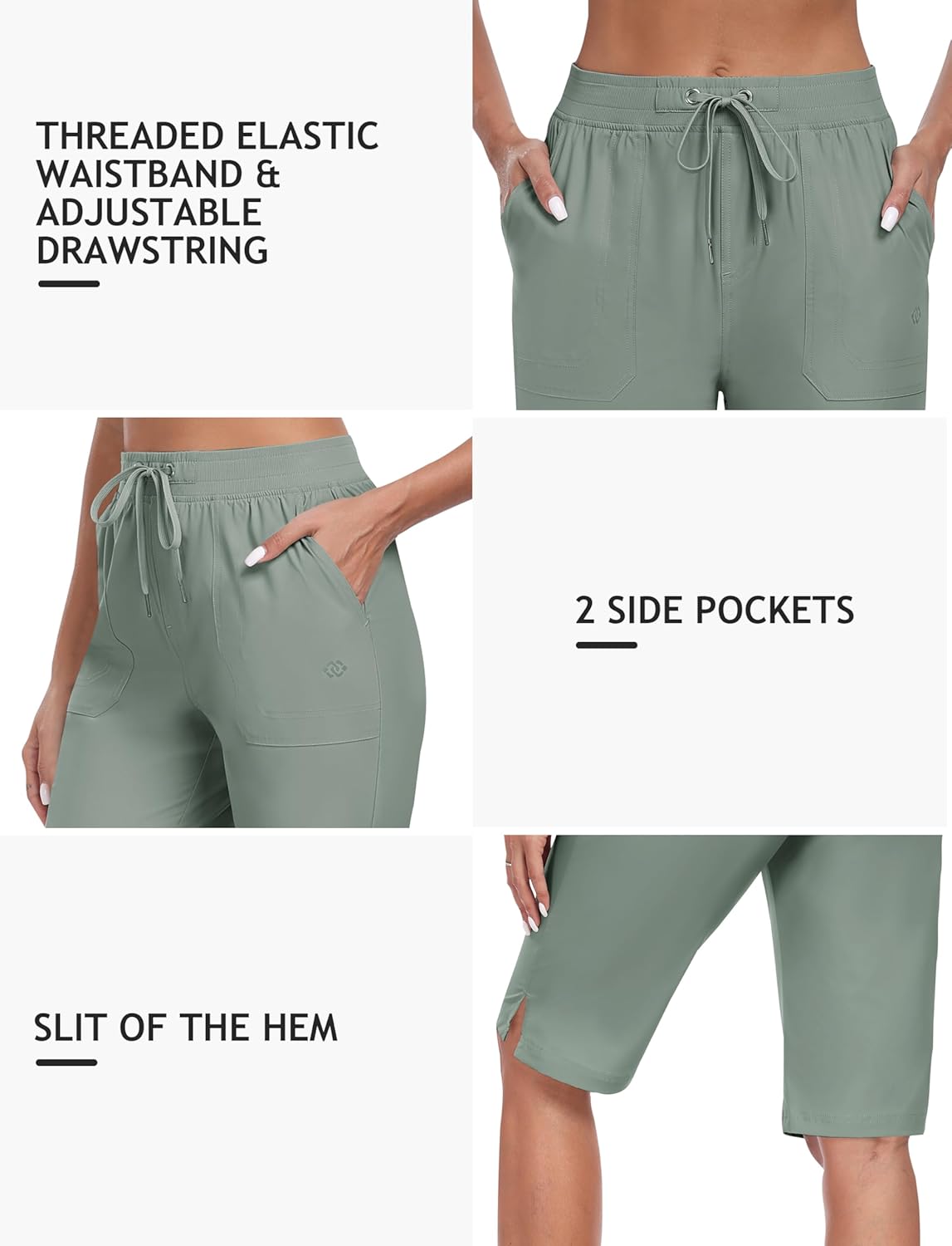 MoFiz Women's Quick-Dry Hiking Shorts - 13" Knee Length, Water-Resistant, 3 Pockets | Athletic Travel Golf Bermuda