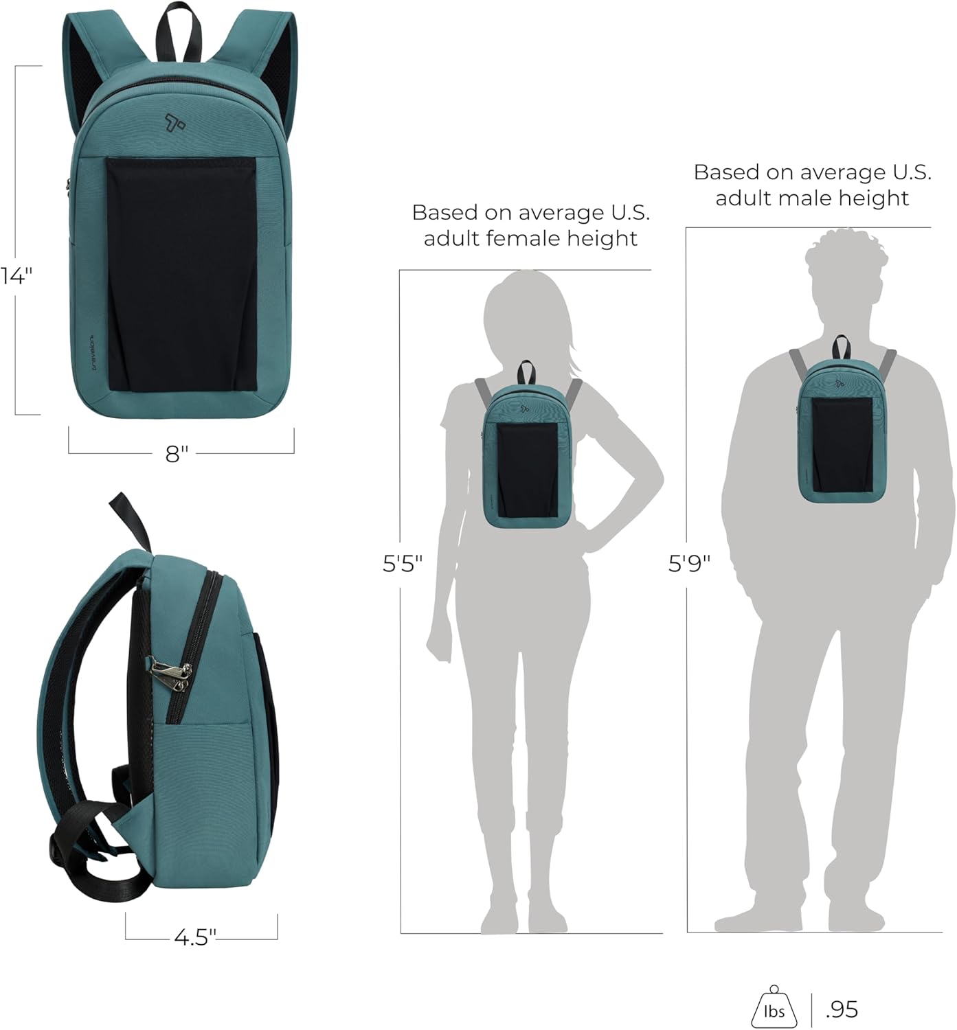 Travelon Anti-Theft Small Backpack - XL Water Bottle Pocket for Secure Travel & Convenience