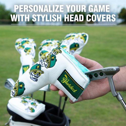 BAIRBRE Putter Covers Funny Skeleton Golf Mallet Putter Head Covers Blade Putter Covers Putter Headcover Leather Golf Headcover with Magnetic Closure for All Brand (for Blade)