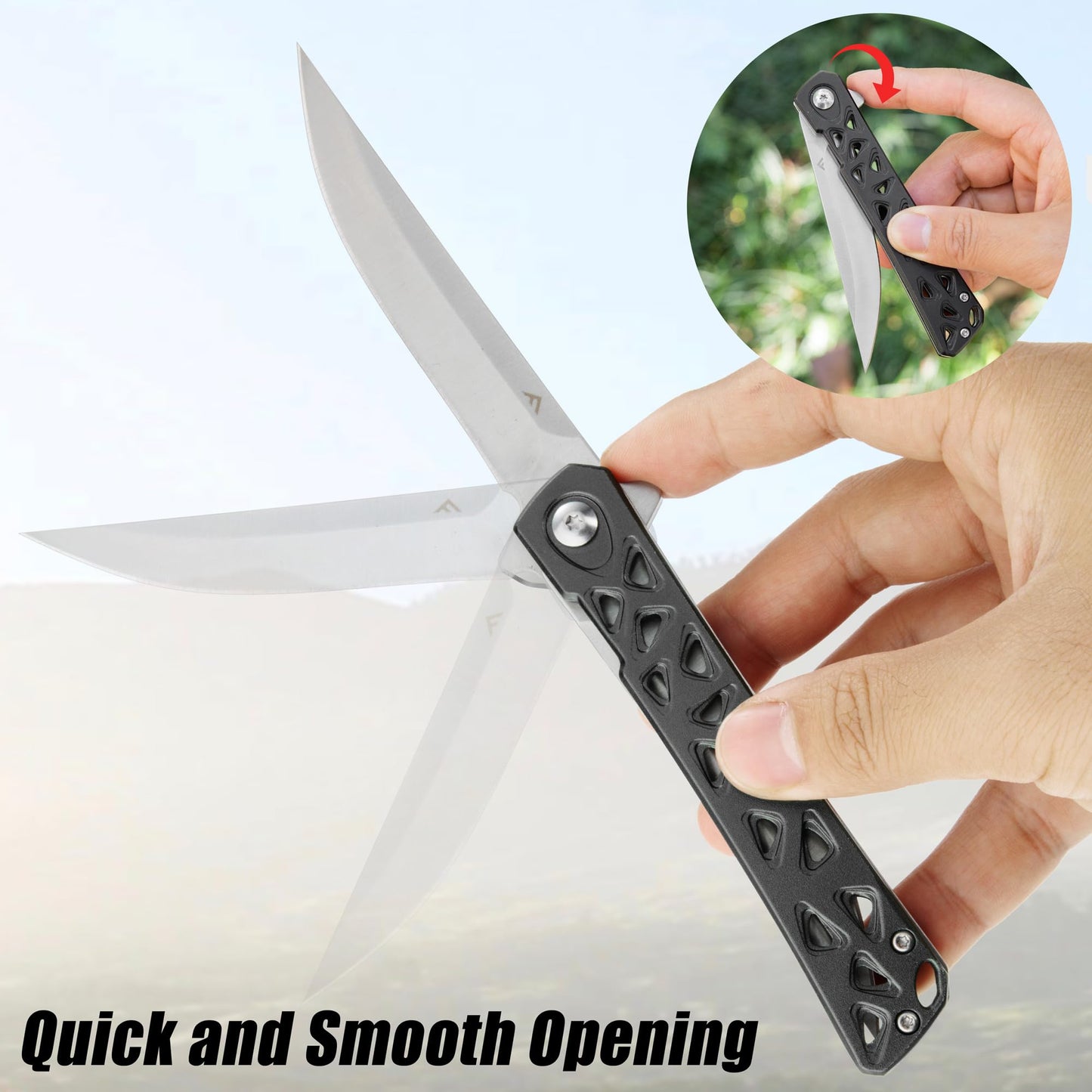 FLISSA Folding Knife, 4.5" Folding Pocket Knife, Hollow-out Design Handle, Tactical Pocket Knife for Hunting, Survival, EDC, Camping and Outdoor Activities